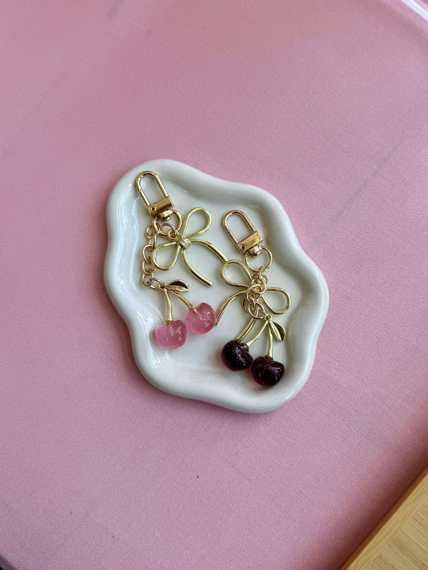 Cherry Bow Purse Charm Keychain