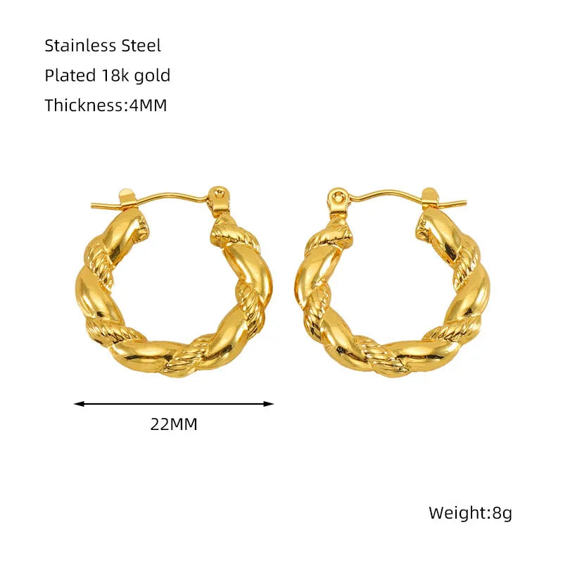 Braided Golden Hoops - Gold