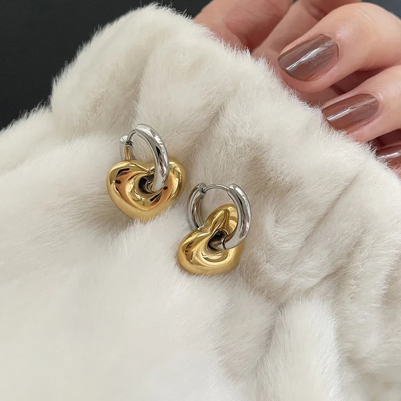 Double Dip Heart Earrings - Gold/Silver