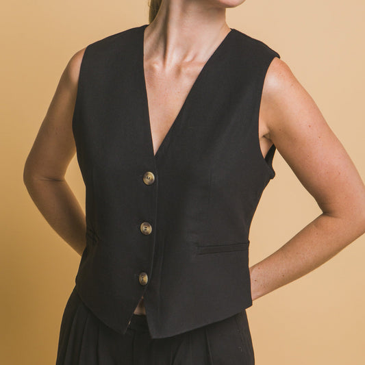Kimmy Vest Top - Black