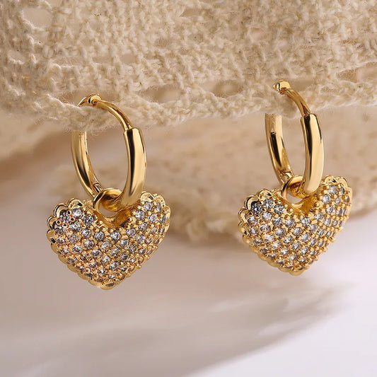 Lovey Heart Drops - Gold/Diamond