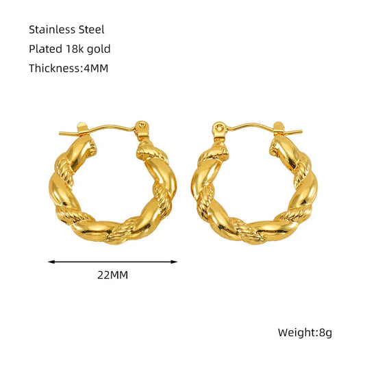 Braided Golden Hoops - Gold