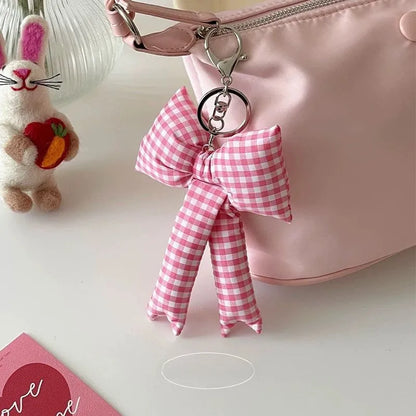 Plaid Puffer Bow - Bag Charm