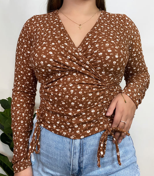 Faye Floral Top - Brown - Daisy J Boutique