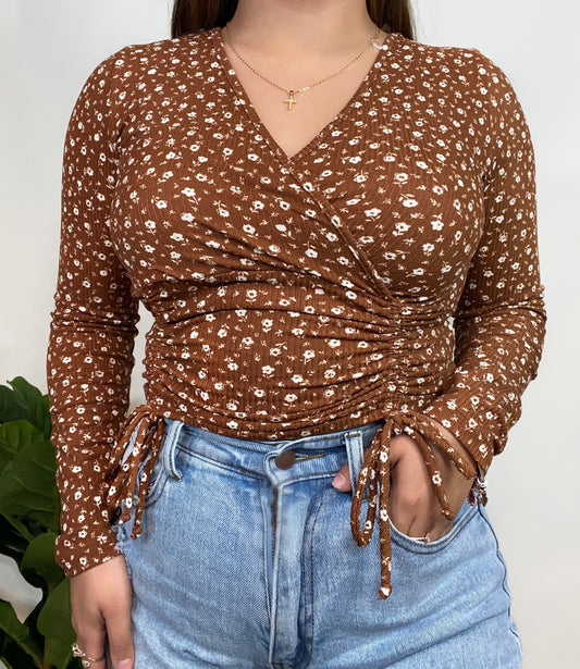 Faye Floral Top - Brown - Daisy J Boutique